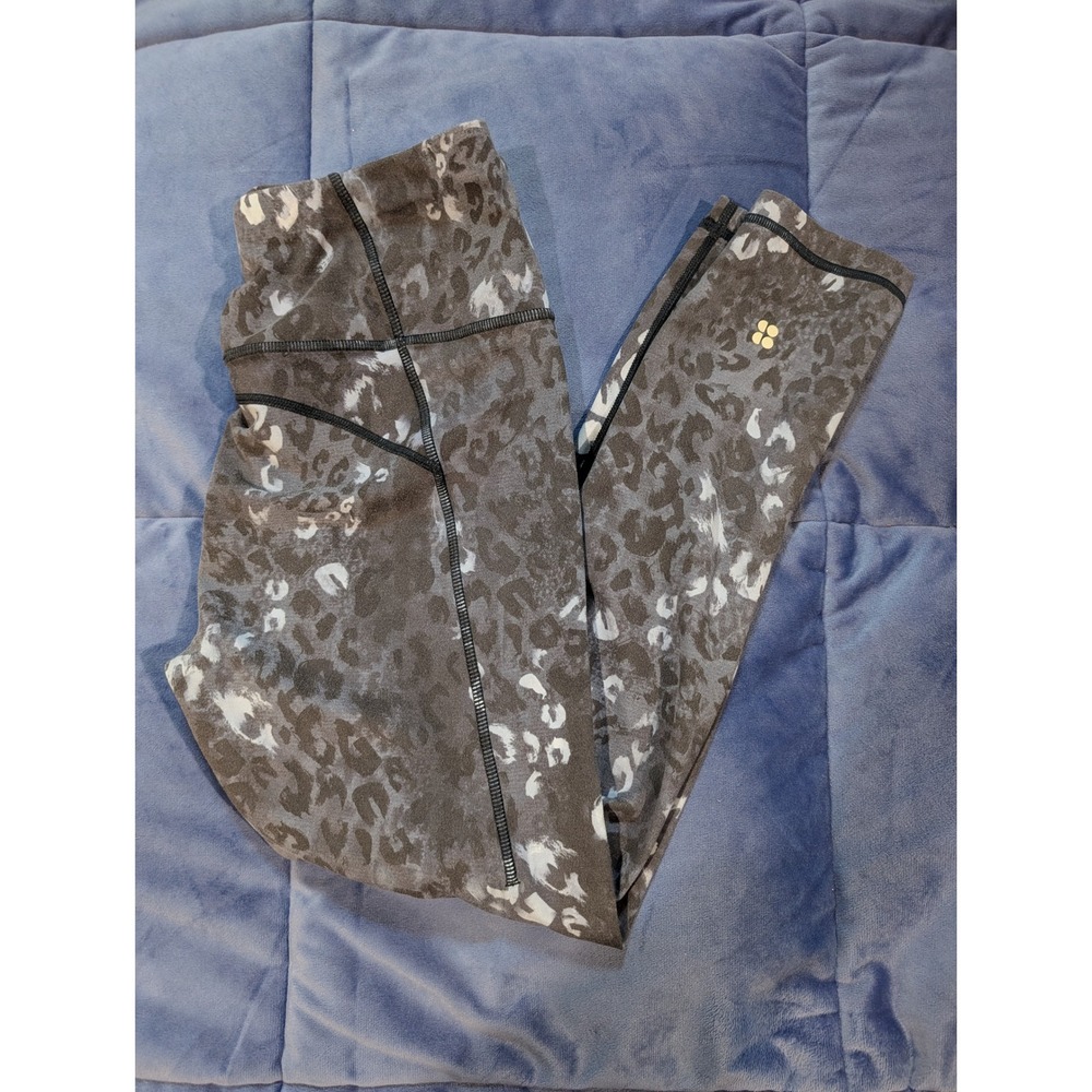 Sweaty Betty Super Soft Leggings Womens Blue Leopard 7/8 Length Yoga -‎ Size 8